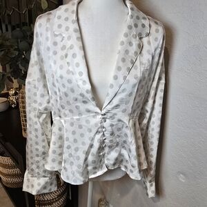 Free People Intimately Women’s Satin Vintage Polka Dot Butterfly Flowers Button